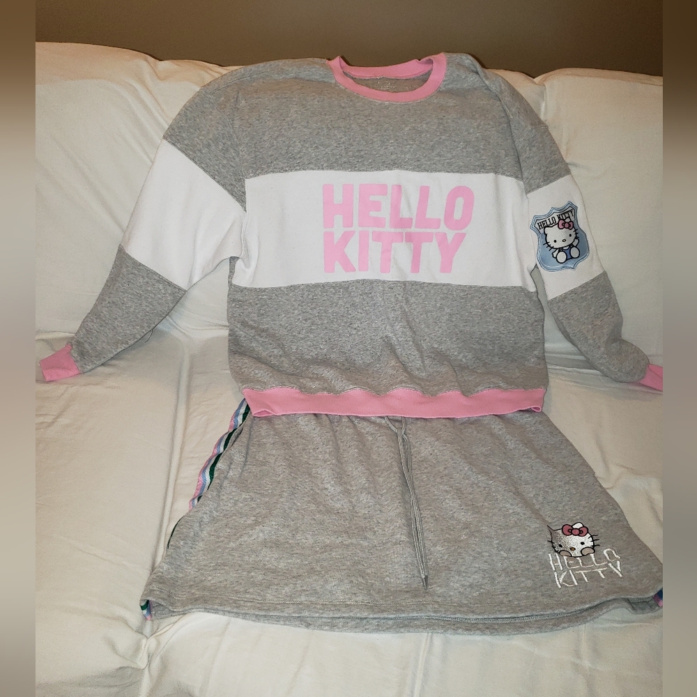 Hello Kitty Gray and Pink Sweatshirt and Skirt Set